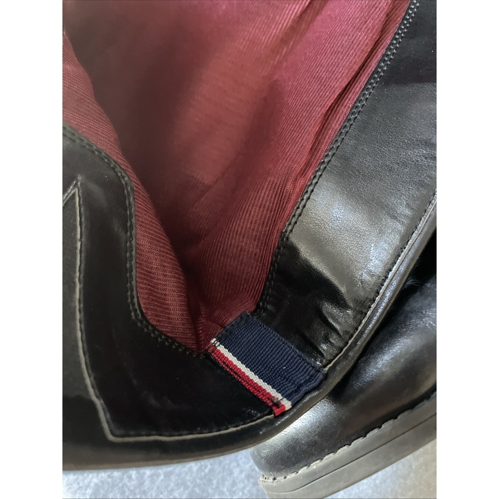 9M TOMMY HILFIGER Women's Dewberry Black Leather Riding Boot Gold Detail - Picture 8 of 13